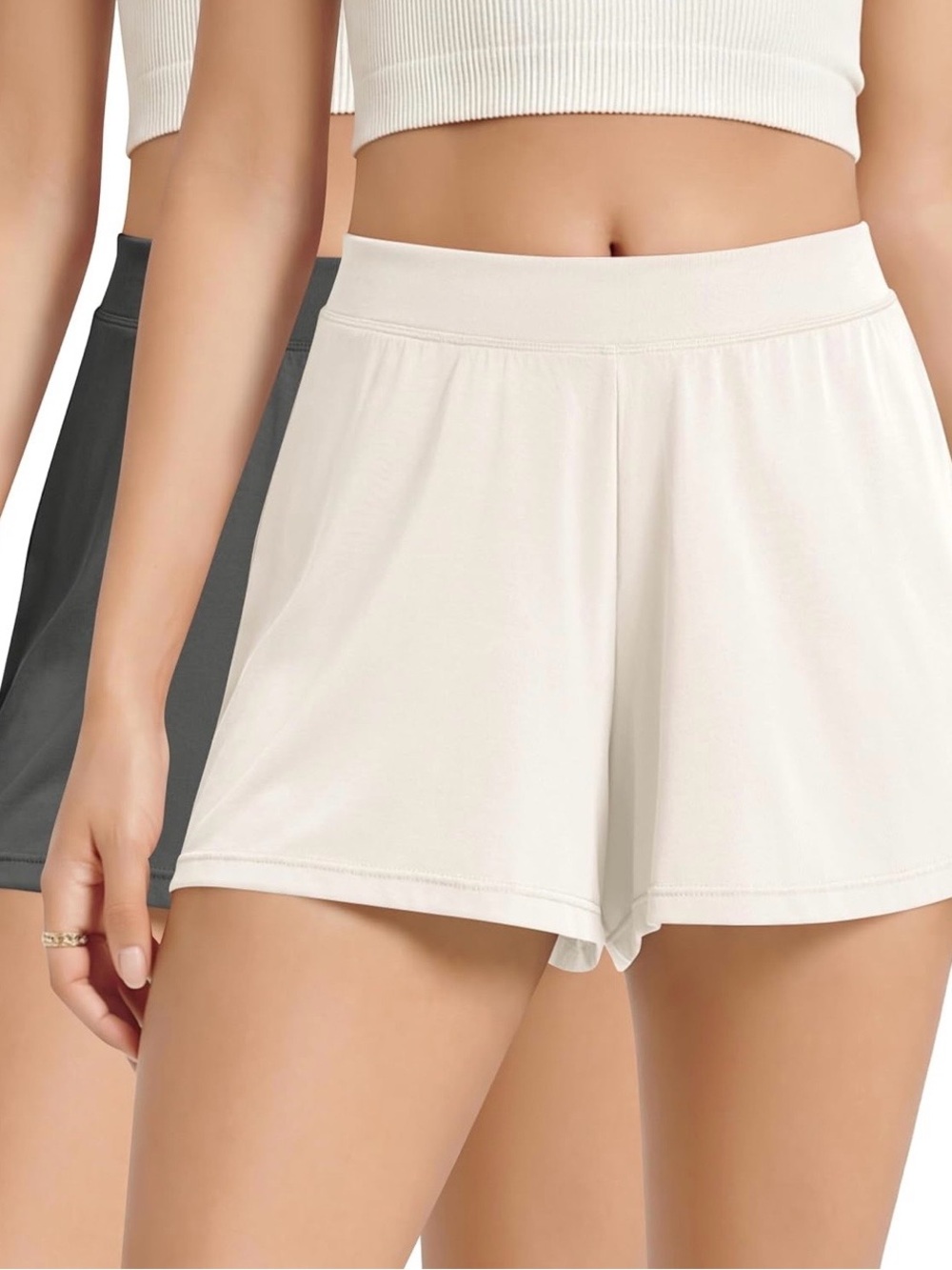 ODODOS Modal Lounge Shorts 2-Pack XL 3” Inseam Ivory & Charcoal NWT